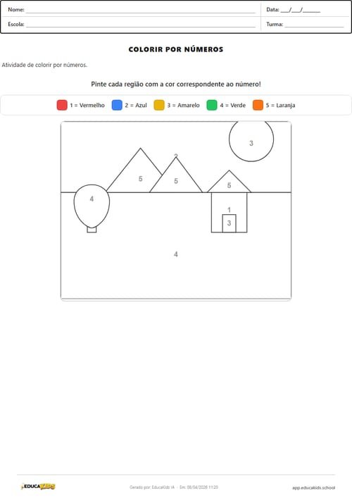 Colorir por números educação infantil