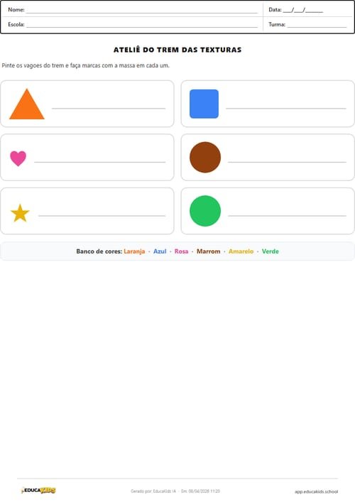 Atividade de cores educação infantil