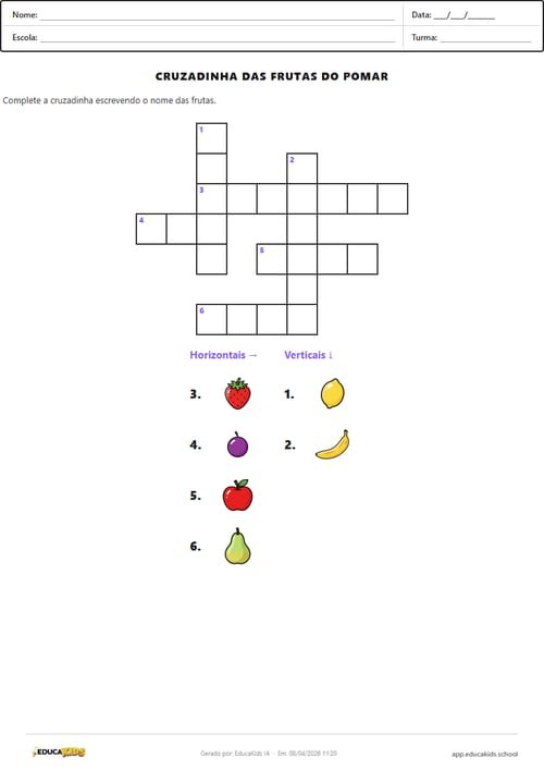 Cruzadinha educação infantil